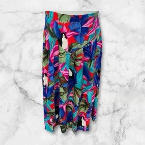 Tropical Toucan Bird Rayon Floral Skirt Size Small California Crush